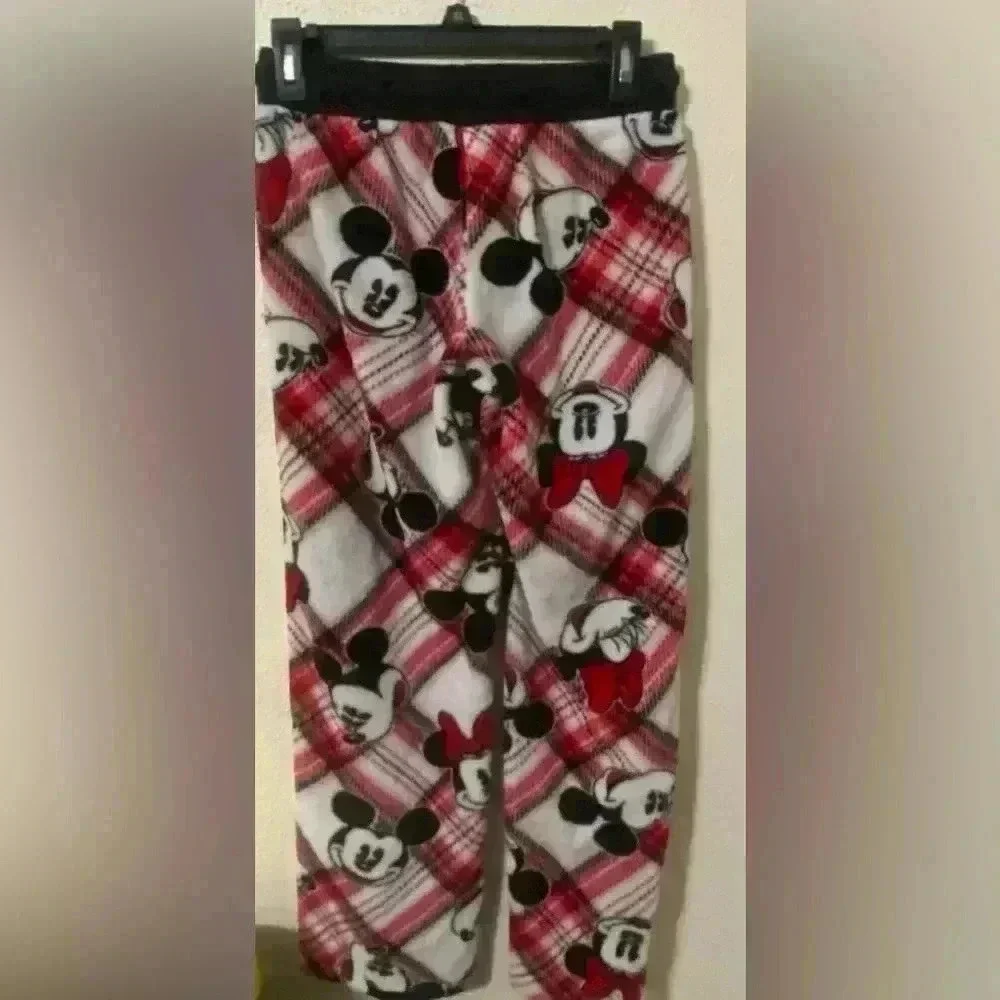 Disney Sleep Wear Fuzzy Pajama Bottoms Mickey Mouse Size Small